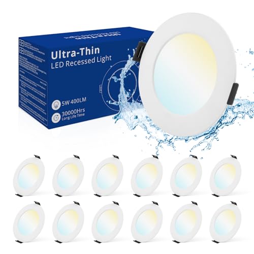 Bojim Faretti LED da Incasso per Cartongesso 5W, 12x Luci da Incasso Bianco Caldo 3000K Bianco Naturale 4000K Bianco freddo 6000K 400 Lumen, Spot Led Incasso 230V Ultra sottile 25mm, Foro 75-90mm