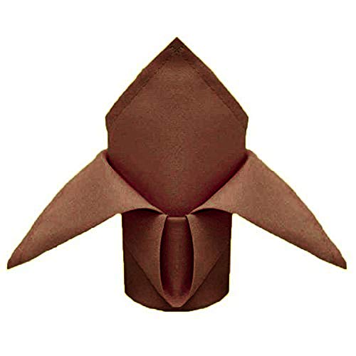 Tiger Chef 4-Pack + 1 Free 20-inch Chocolate Hemmed Linen Cloth Machine Washable Dinner Napkins Table Cloth Napkins Linen Napkins Cloth Washable Fabric Napkins Dinner Napkins Includes Folding Guide