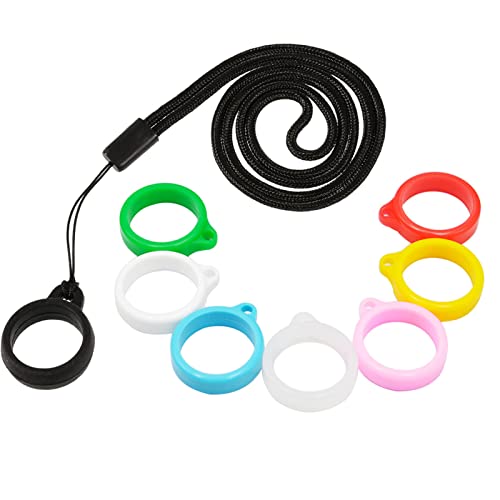 Canghai 3,0 Halsketten Lanyard mit 8 Stück Vape Band Ring Anti Lost Ringhalter aus Silikon für Durchmesser 20-30 Kleiner Vape, Anti Rutsch Cover
