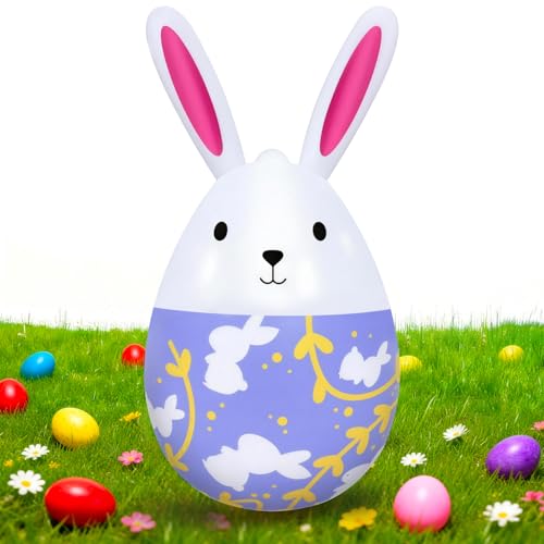 DIELOVEHUA Lapin de Pâques Gonflables, 16 Pouces Lapin de Pâques Décoratifs Mignon, Decoration de Paque Gonflable, pour Decoration Pâque Exterieur, Chasse...