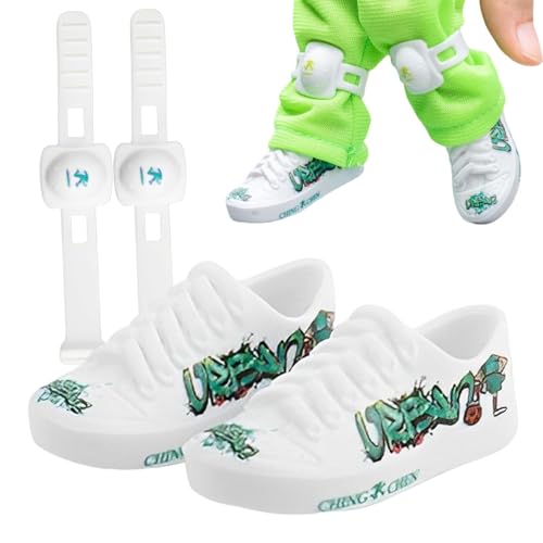 Miini Skateboard Shoes - Finger Toys Skateboard Shoes, Silicone Tiny Toys Doll Shoes | Finger Toys Miniature Shoes for Fingerboard, Fingerboard Shoes Tiny Toys with Knee Pads for Finger Breakdance