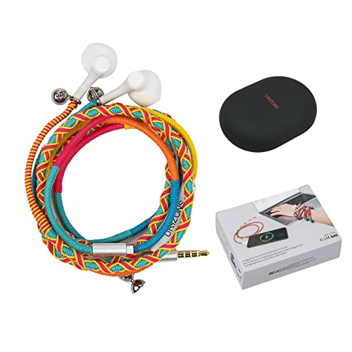 Urizons Earbuds Bracelet Colorful Braided Earphones - 3.5Mm Wired Headphones With Microphone Remote In-Ear Sports Headset For Iphone Handmade Fabric Knitted Thread Wrapped #TOP1
