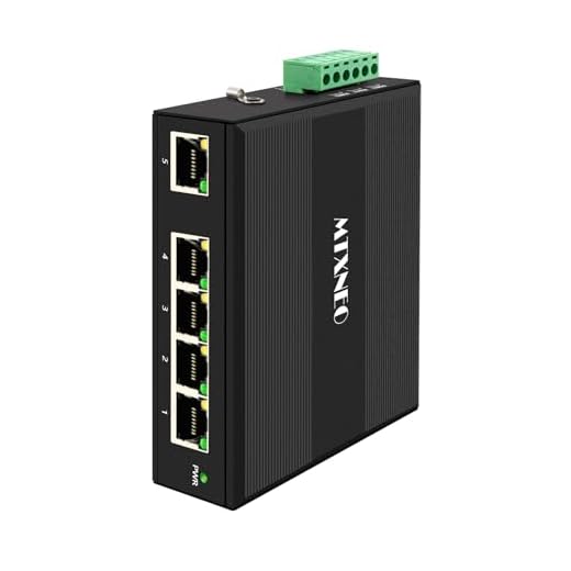 Industrial 5 Ports Gigabit POE+ Network Switch with DC12V-48V Input and DC48V IEEE802.3af/at 30W POE Output 120W Total for Solar Power/Truck/VoIP Systems/CCTV Security System