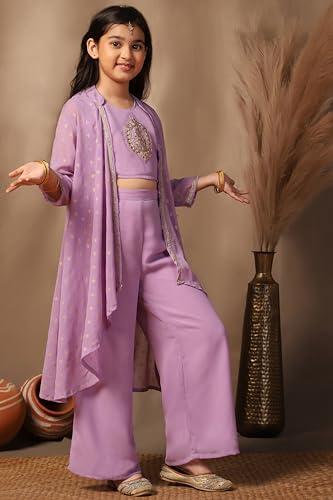 Image of Fashion Dream Girls Georgette Embroidered Palazzo Set|Kids Ethnic Wear|sharara set for girls|Indo Western Set