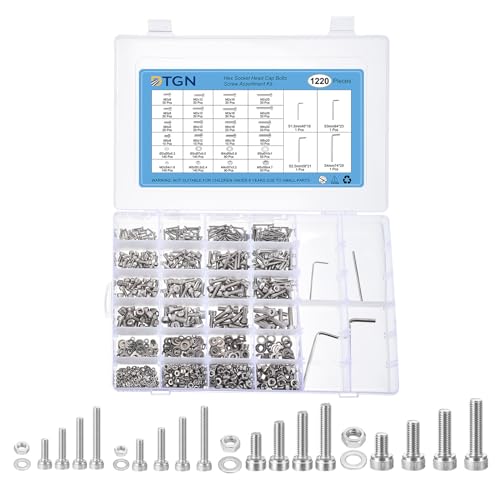 DTGN 1220Pcs Metric Screw Assortment, M2/M3/M4/M5 Bolts and Nuts Kit