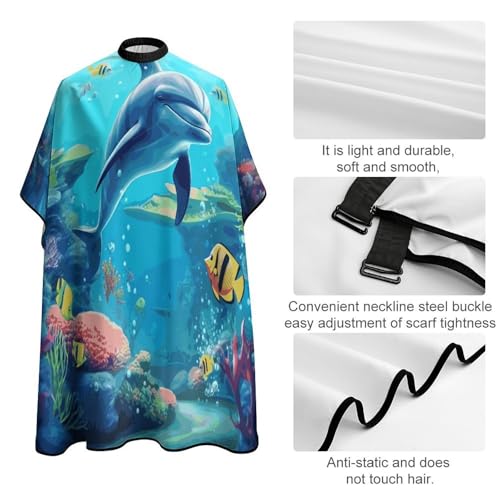 Capa para barbería con diseño Ocean Dolphin 66.9x56.7 pulgadas miniatura 4