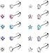 ADRAMATA 10Paires 18G Goujon d'Oreille Lot Boucles d'Oreilles Femme Acier Inoxydable Rond Étoile Cubique Zircone Tragus Cartilage Piercing Barbell Vis Arrière Boucles d'Oreilles Ensemble