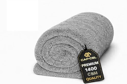 CAP-CEL Professional Car Drying Towel XL Double-Sided Microfibre 60 x 40 cm 1400 GSM Grey Microfibre Towel for fast streak-free drying and detailing.Double sided