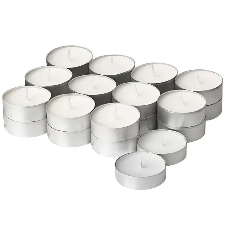 Tea Light Candles | Unscented Smokeless Long Burning Wax Tealight Candles | Diwali, Candle Decoration, Prayer, Wedding, Spa & Home Decor (12, Unscented)-image-48