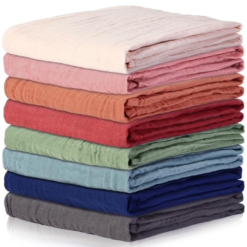 Image of VitalCozy 8 Pack Muslin Swaddle Blankets Baby Swaddle for Newborn Boys and Girls 42 x 42 Inch Soft Lightweight Breathable Unisex Receiving Blanket for Swaddling Wrapping Nursing Gift for Baby Shower