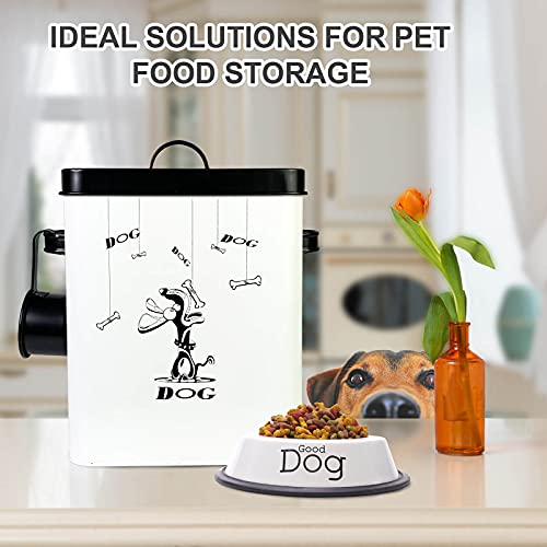 Sotech Cute Pet Treat Container With Scoop Set,Dog Food Bucket With Lid And Handle White Pet Storage Bin For Small Dogs Cats Food Dry Fresh,Great Gift For Dog Owners(Dog Treat Jar) #TOP4