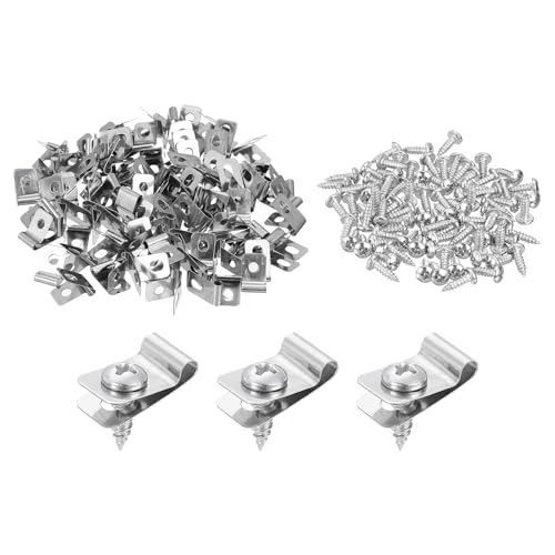 QUARKZMAN 100 Piezas Abrazadera de Alambre para Valla, Abrazadera de Cable con Tornillos para Montaje de 3mm de Diámetro Exterior para Madera, Metal, Vinilo, Valla