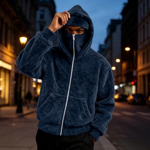 Zip up Hoodie for Men Casual Fleece Fuzzy Coats Soft Warm Outwear - image 2