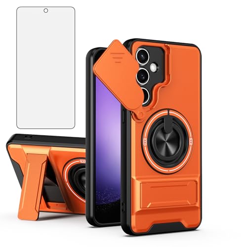 Coque Samsung S23FE 5G béquille anneau magnétique et protection écran verre