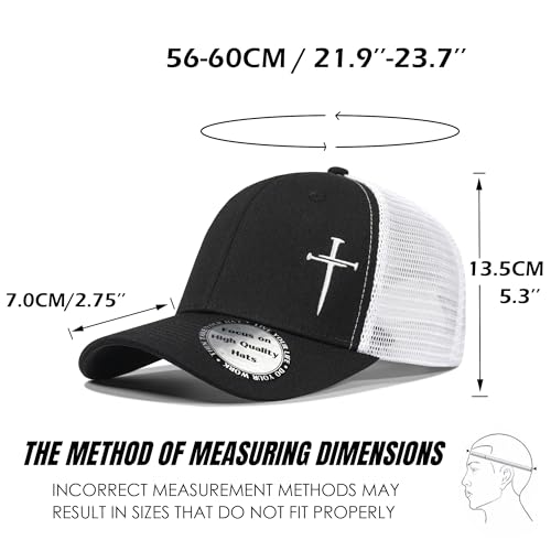 Image of Christian Hats for Men Women,Jesus 3 Nail Cross Hat Christian Religious Gifts for Birthday /Christmas,Black and Silver