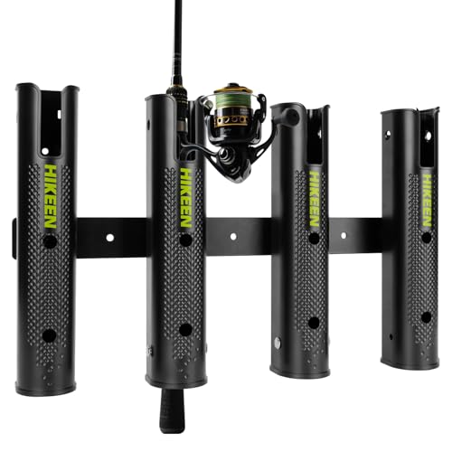 Hikeen Adjustable Fishing Rod Holder, 4 Tube Fishing Pole Holders Wall-Mounted Rod Rack for Boat Kayak Golf Cart Garage Crate Cooler Wagon RV