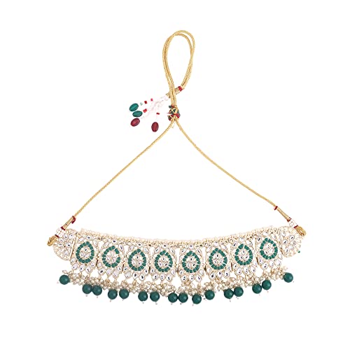 Kundan Beaded Drop Choker Necklace Set, Birthday Gift