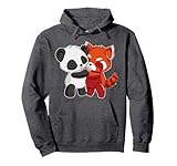 Chibi Panda Bear Hugs Red Panda - Cute Kids Pullover Hoodie