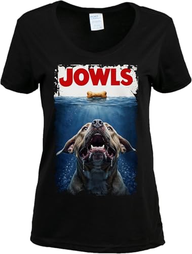 American Bully Fawn Jowls Funny Dog Mom T-Shirt - Dog Owner Humor Joke Gift Novelty Tee Shirt for Women - (Vneck,M)