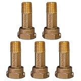 Midline Valve XND0034-OM-5 Brass Water Meter Coupling Adapter Pipe Fitting; with Nut and Gasket; 3/4’’ MIP x 1’’ FIP (5 Pack)