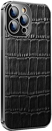 Étui de téléphone motif crocodile KANUZ pour iPhone 13 Pro coque cuir noir antichoc