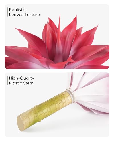 Image of Velener Artificial Agave Plant Set, 28 Inch, Faux Aesthetic Plants for Home Decor, Realistic Fake Red and White Agave Plants Indoor Without Pot, Set of 2