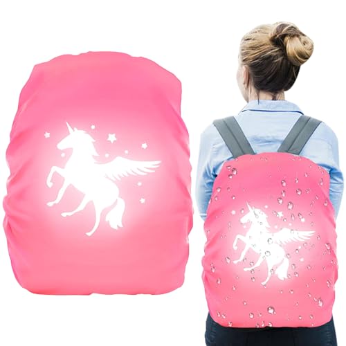 SPERMUOY Regenschutz Schulranzen Einhorn, Regenschutz Rucksack Einhorn Regenschutz für Schulranzen,Regenhülle Rucksack by Step,Rucksack Überzug Reflektierend für Mädchen Kinder
