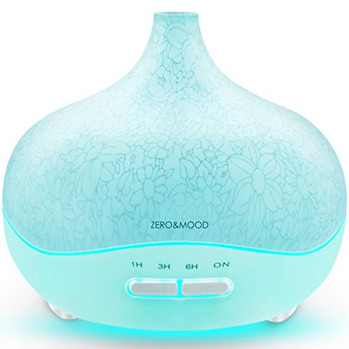 Essential Oil Diffuser 300ml Aroma Essential Oil Mist Humidifier and Waterless Auto Shut-Off for Home Office Bedroom Room Yoga Night Light(28White)