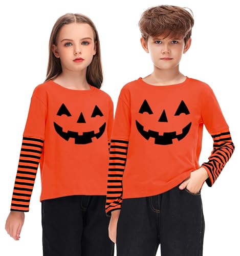 Image of Remimi Unisex Kids Christmas Long Sleeve Shirt Xmas Print Stripe Shirts 2-12 Years