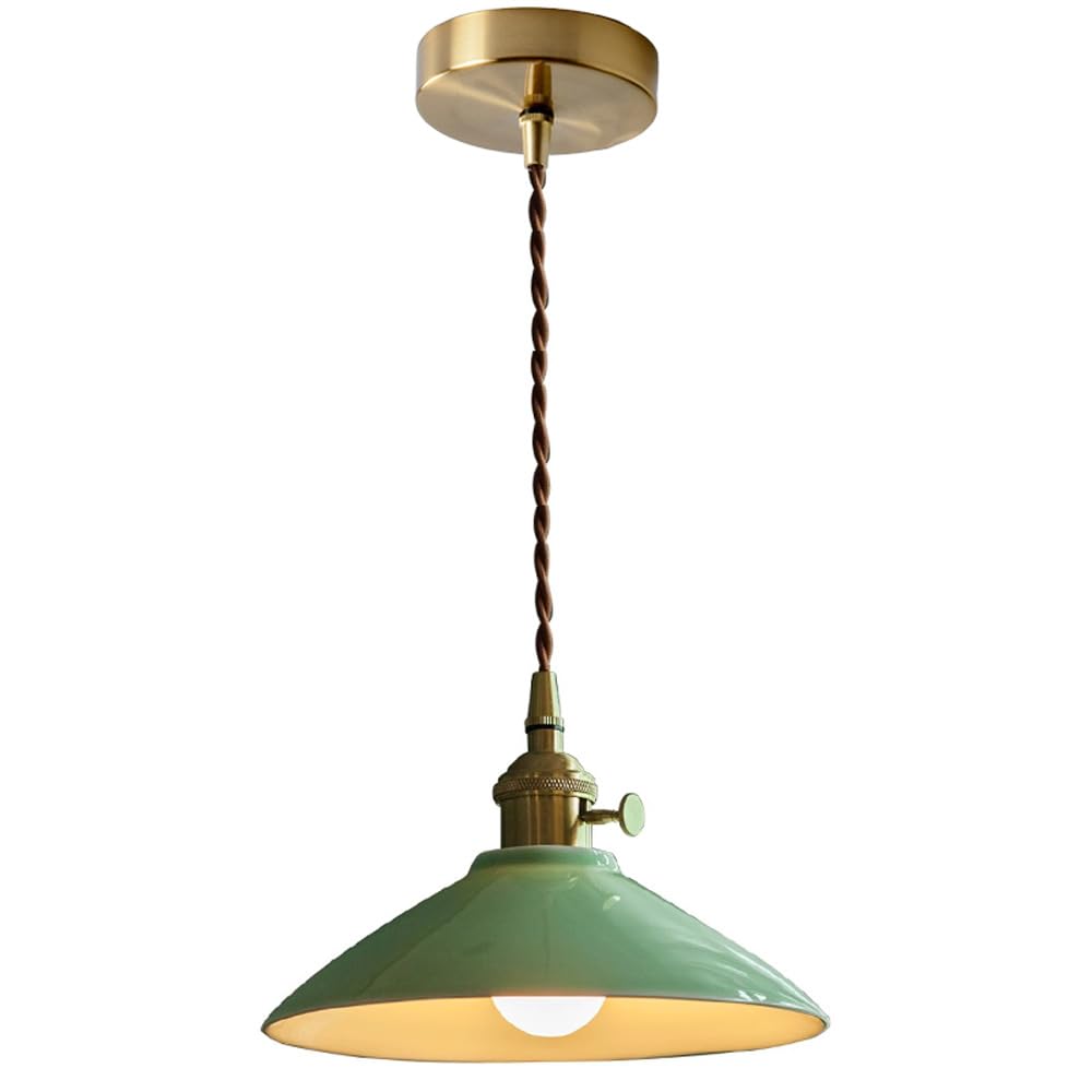 Lampe suspendue vintage chic avec abat-jour en céramique artisanale