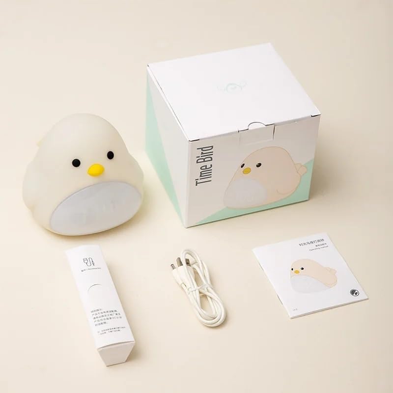 Vogel-Nachtlicht-Wecker, Cartoon, niedlich, Silikon, Touch, USB-Nachttischlampe, LED-Nachtlampe