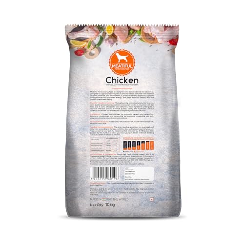 Image of Meatiful Adult Dry Dog Food 10kg | Chicken Flavour | Supports Strong Bones & Teeth | Boost Immune System | Healthy Skin & Coat