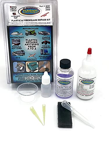 Plastex Plastic Repair Kits – Easily Glue, Repair or Remake Broken Plastic, Fiberglass, Wood & More!. (Standard White Kit)