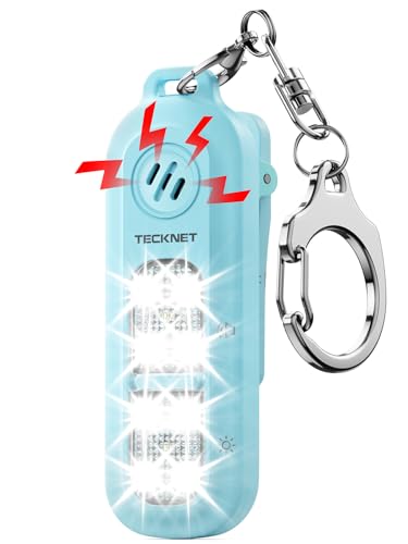 TECKNET 130dB Personal Alarm with 4 Mode Strobe Light, Rechargeable