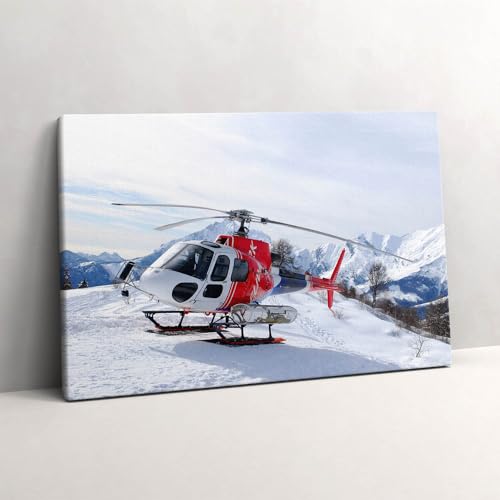 Tableau d'art mural hélicoptère sur toile haut de gamme 60x40cm Wallfluent