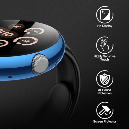 Image of Misxi 2-Pack Hard PC Screen Protector Case Compatible with Google Pixel Watch 3 (2024) 41mm, Easy Installation Lightweight Ultra-Thin Protective Cover for Pixel Watch 3, 1 Blue + 1 Black