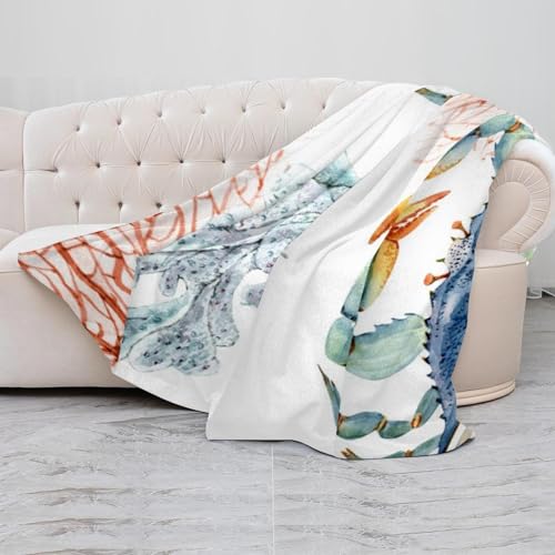 Couverture lit et sofa douce légère en microfibre plaid imprimé marin 150x200 - 5