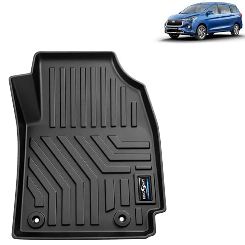 Image of KINGSWAY Accessories Custom-Fit TPE 5D Car Floor Mats Only Compatible with Toyota Rumion | Year 2023 Onwards | Set of 4 Pcs | All Weather Anti Slip Foot Mat with Easy Wash | Black | 2 Years Warranty