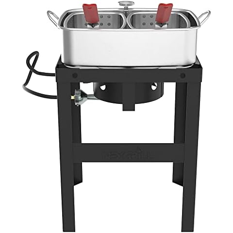 Nexgrill 18 Qt. Aluminum Fish Fryer with Double Basket, Outdoor Propane Deep Fryer, Outdoor Fully Welded Steel Stand, Perfect for Outdoor Cooking, Outdoor Portable Cooker, 840-0006 Cover