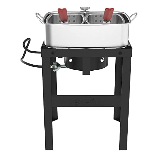 Nexgrill 18 Qt. Stainless Steel Fish Fryer with Double Basket, Outdoor Propane Deep Fryer, Outdoor Fully Welded Steel Stand, Perfect for Outdoor Cooking, Outdoor Boiler, Outdoor Portable Cooker, 840-0006.