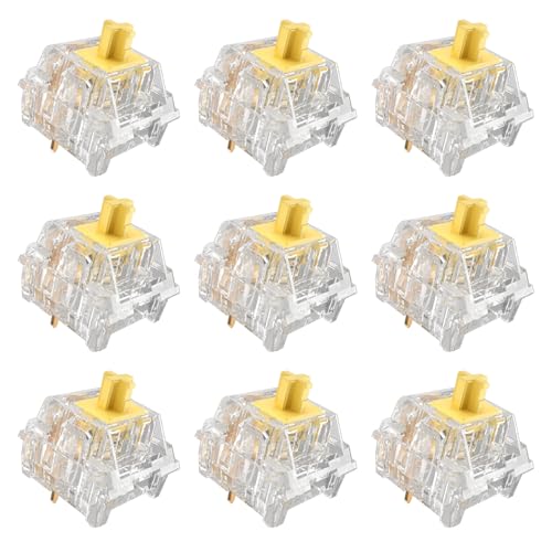 Image of Zhouwang Crystal Yellow Switches, 3-Pin Pre-Lubricated Linear Switches, Dustproof and Waterproof for Mechanical Keyboards. (108Pcs)