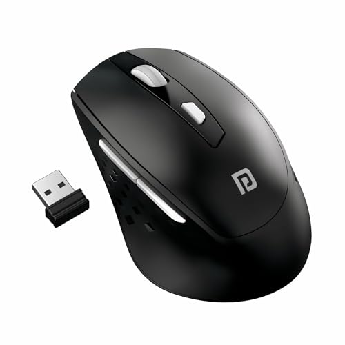 Portronics Toad 32 Wireless Mouse with 6 Buttons, 2.4 GHz Connectivity, 10m Working Range, Ergonomic Design, Adjustable Optical DPI, Auto Power Saving, for Laptop & PC (Black)