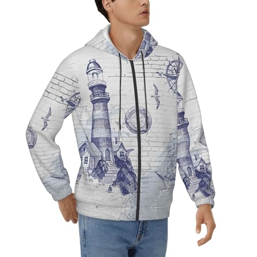 Sweat à capuche homme motif bateau à voile idéal pour les soirées d'été