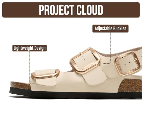 Image of Project Cloud 100% Genuine Leather Ankle Strap Footbed Sandal with Lightweight & Comfortable Walking Fisherman Sandals for Women - Non Slip Memory Foam Slingback Womens Sandals 2026 (Garda)