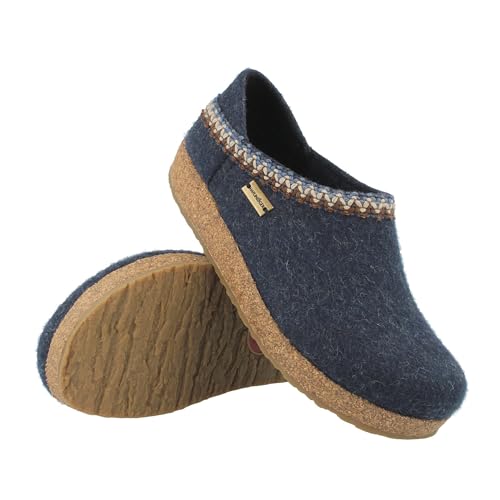 Image of HAFLINGER Grizzly GZH Zigzag Felt Clog Wool Shoe