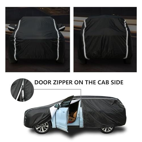 Image of Tecoom Waterproof All Weather SUV Cover, Cotton Lined Hail Protector with Zipper Door, UV Sun Snow Wind Protection, Universal Fit for SUV (191 inch-205 inch)