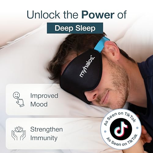 MyHalos® 100% Blackout Sleep Masks for Women & Men - Zero Eye Pressure Eye Mask for Sleeping -Our Halo Sleep Mask Includes a Storage Pouch- Black Eye Mask for Travel or Blindfold - Image 5