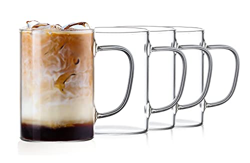 Red Rocks Espresso Cups – Set Of 4 Espresso Glass Cups With Handles – 4Oz Clear Coffee Cups – Clear Glass Coffee Mugs For Hot Beverages, Espresso, Tea – Lead-Free Borosilicate Glass Cups Set #TOP4