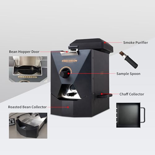 500g Automatic Coffee Roaster Machine for Home Use Wth Smoke Filter(Suitable for Light Roasting), The Smoke Pipes (Suitable for Medium and Dark Roasting) and Chaff Collector