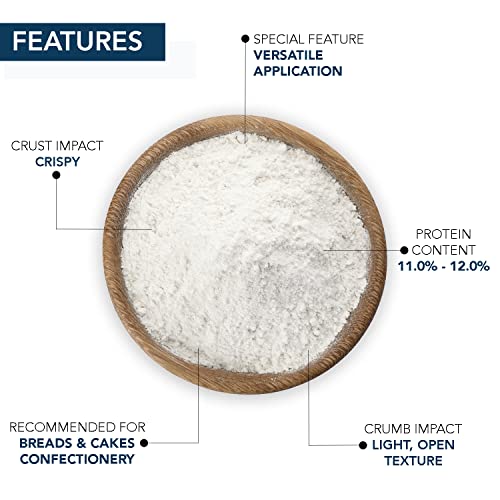 JOSEF MARC Farine De Ble T55 All Purpose Flour 2 LBS (907g) Unbleached & High Protein Flour, Type 0 Italian Flours, (Pack of 2)